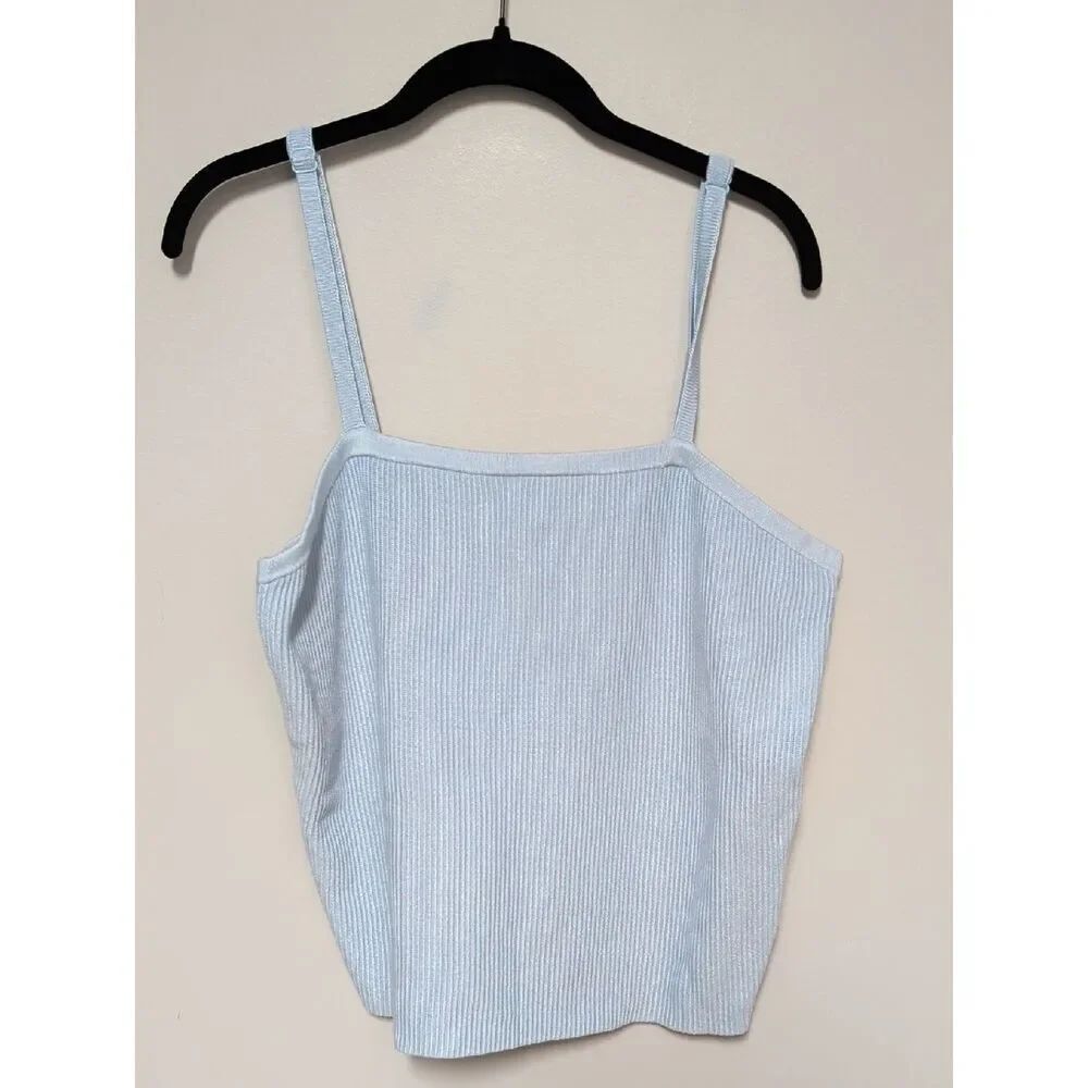 Old Navy Light Blue Ribbed Spaghetti-Strap Camisole